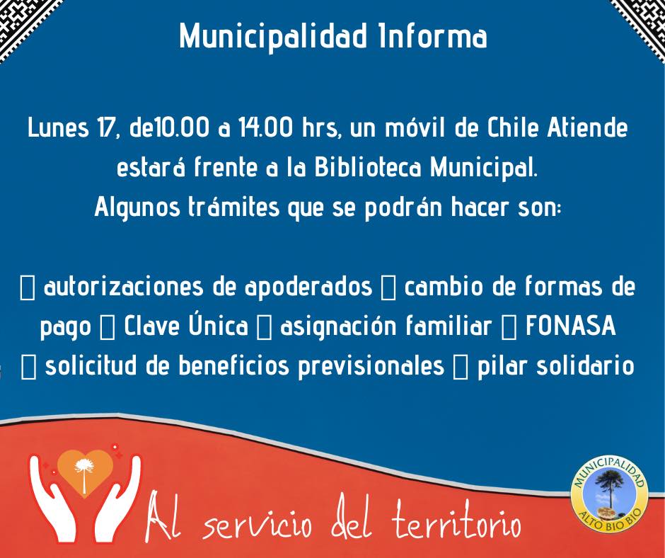 OFICINA DE CHILE ATIENDE VENDRÁ EL LUNES