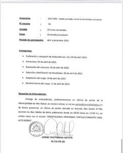 Decreto y Bases para llamado a concurso Público de Orientador/a Laboral para la OMIL.