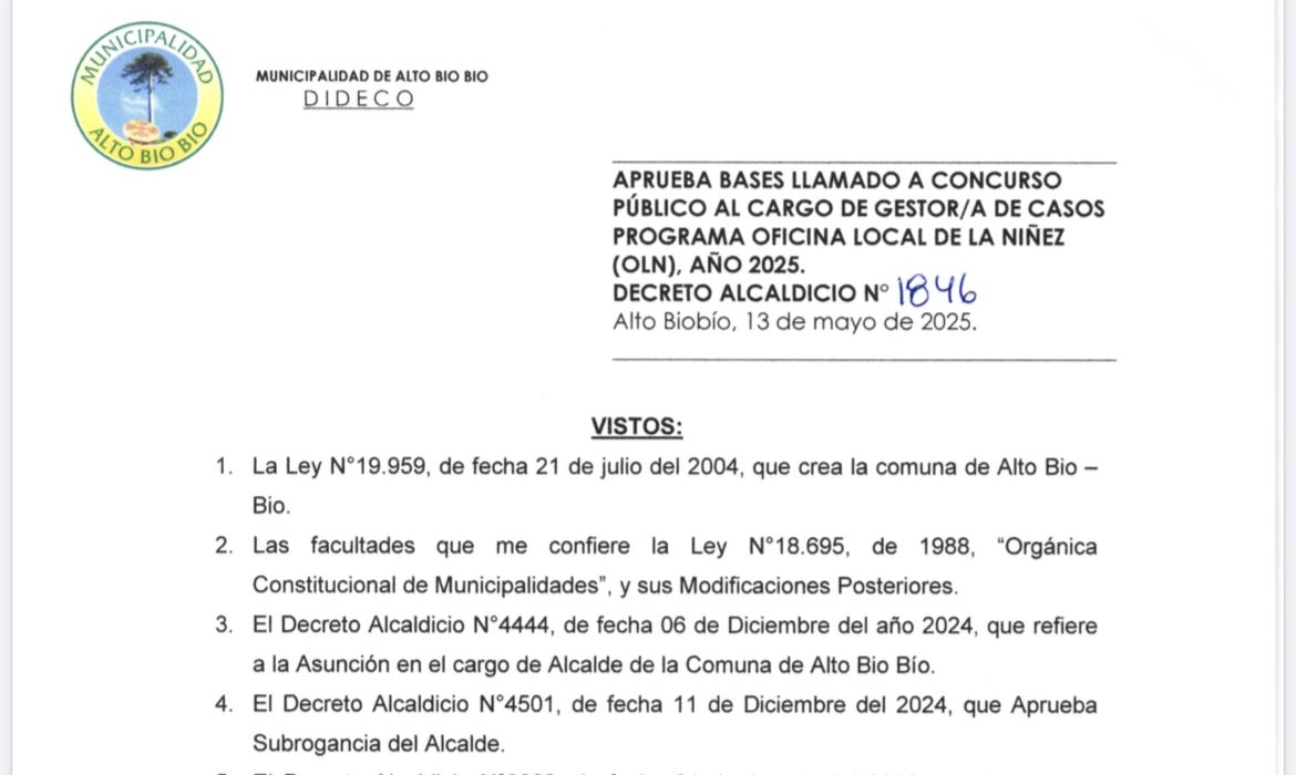 Bases del Llamado a Concurso Público para el cargo de Psicólogo/a